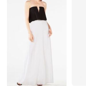 BCBG crepe black and white strapless dress!